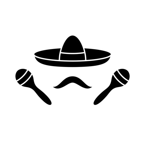Silhouette set for mexican man sombrero Vector Image