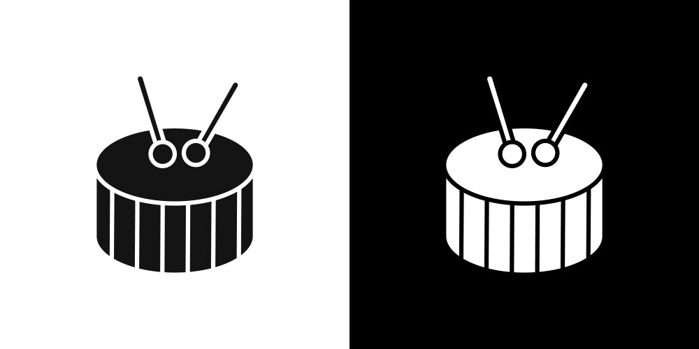 Snare drum icon flat fill set collection Vector Image