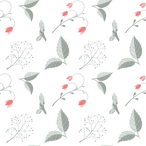 Seamless pattern with leaves twigs flowers vector image