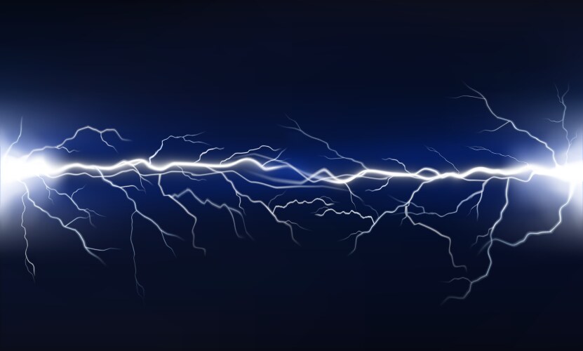 Realistic lightning effect isolated on clear dark Vector Image