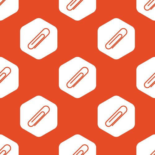 Orange hexagon paperclip pattern vector image