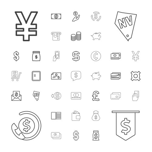 37 cash icons vector image