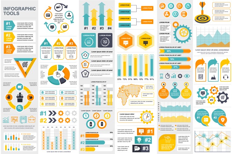 bundle infographic elements data visualization vector image