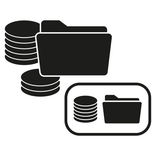 Database and folder icon data storage vector image