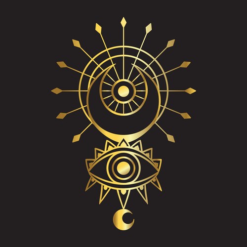 Moon gold mystical mandala lotus logo Vector Image