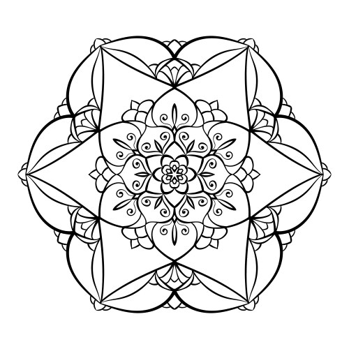 flower mandala coloring page simple symmetric vector image