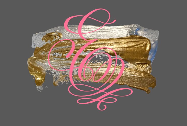 Hand lettering calligraphy letter e on golden Vector Image