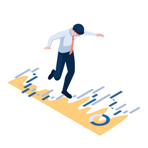 isometric businessman walking and balancing vector image