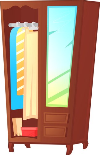 Wood wardrobe with mirror on door Vector Image