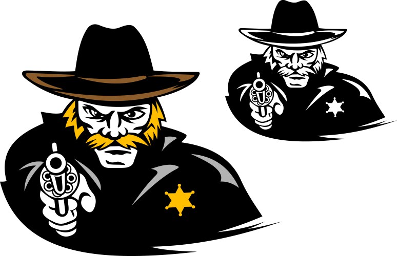 Cartoon Sheriff with Gun Vector Image