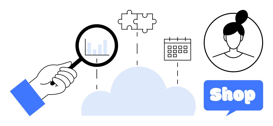 Conceptual image of cloud computing with data vector image