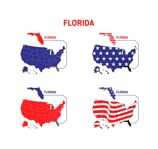 Florida map with usa flag design Vector Image