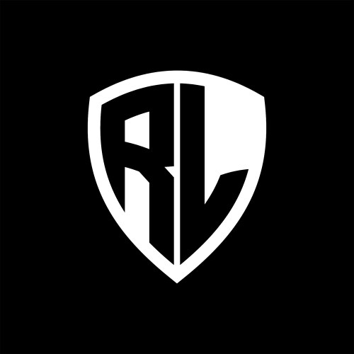 Rl letter bold monogram triangle curve shield Vector Image