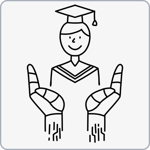 Graduation with a smiling graduate and hands Vector Image