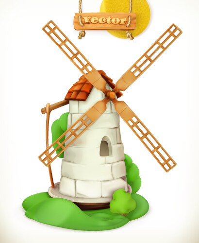 A farm with red house and windmill Royalty Free Vector Image