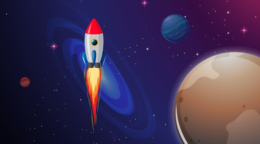 rocket ship in space vector image vector image