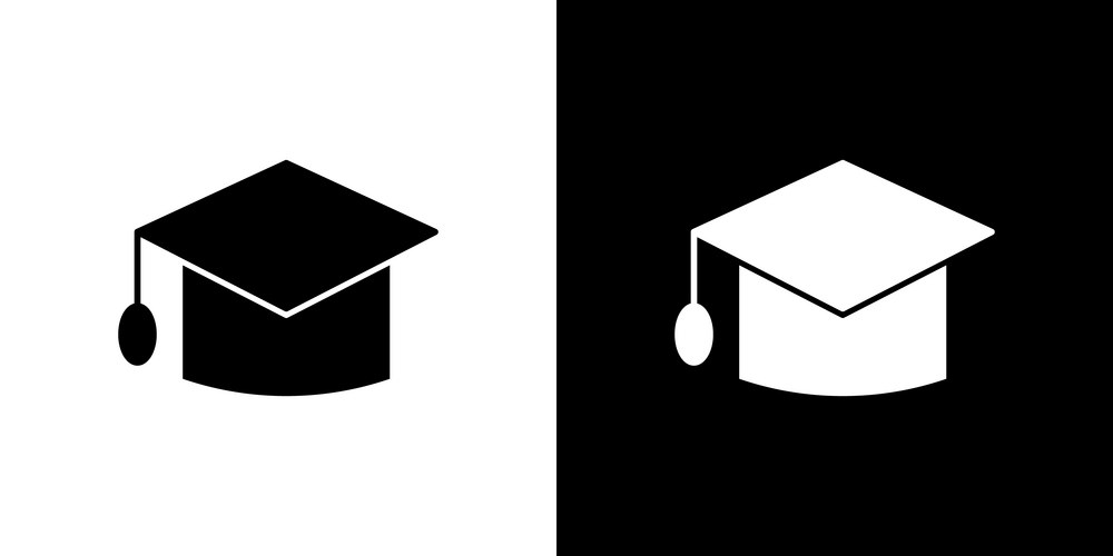 Graduation Cap Line Art Icon Vector Image