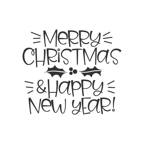 merry christmas and happy new year black hand vector image