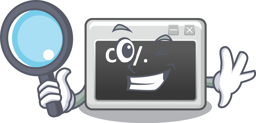 Cool and smart command window detective cartoon Vector Image