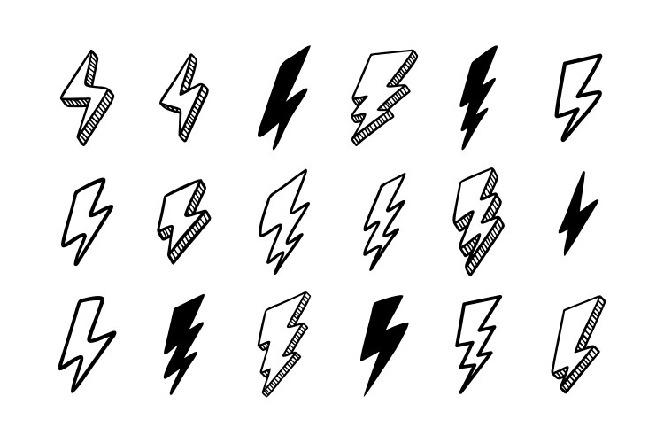 Hand drawn doodle electric lightning bolt Vector Image