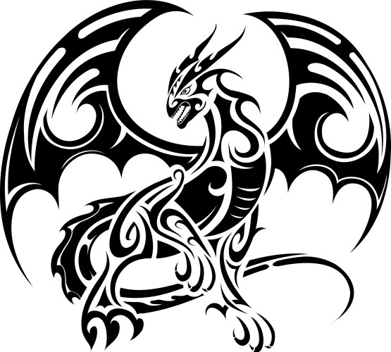Tribal art dragon tattoo Royalty Free Vector Image