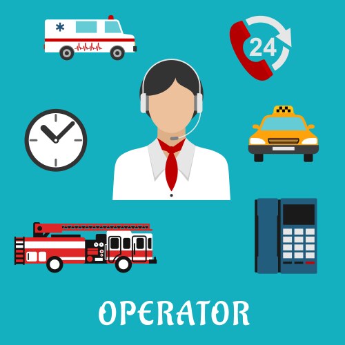 Dispatcher or operator profession icons vector image