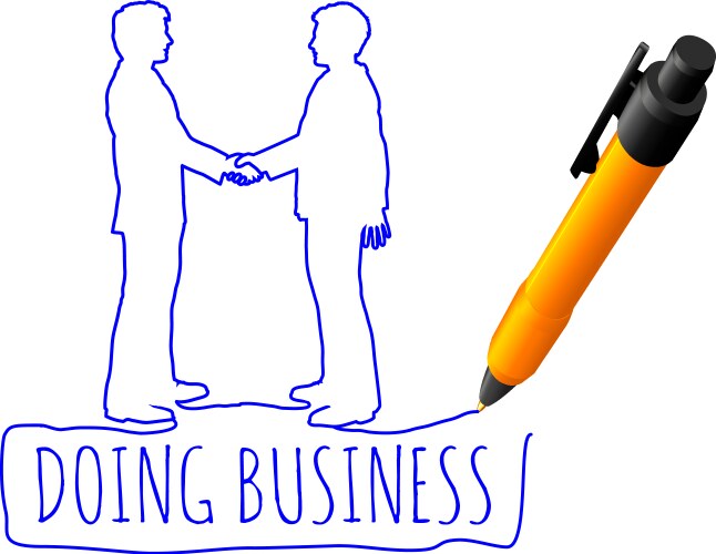 Drawing business people handshake deal Vector Image