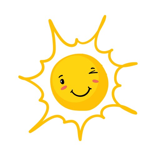 Funny eyed sun sunshine cute summer logo spring Vector Image
