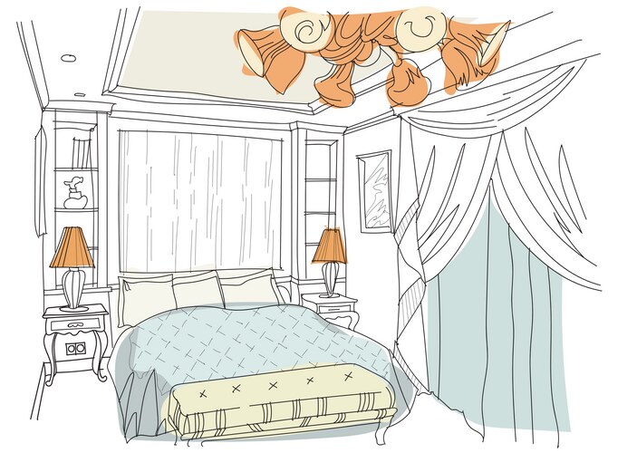 Charming Bedroom Doodle Vector Image