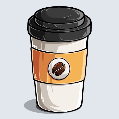 Cartoon paper cup with coffee or tea Royalty Free Vector