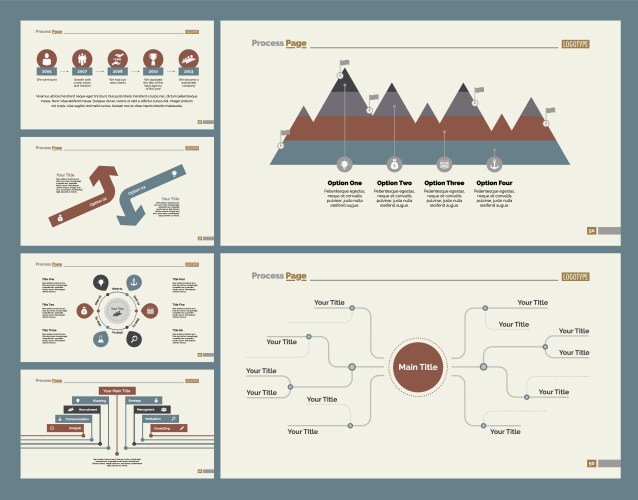 Six planning slide templates set vector image