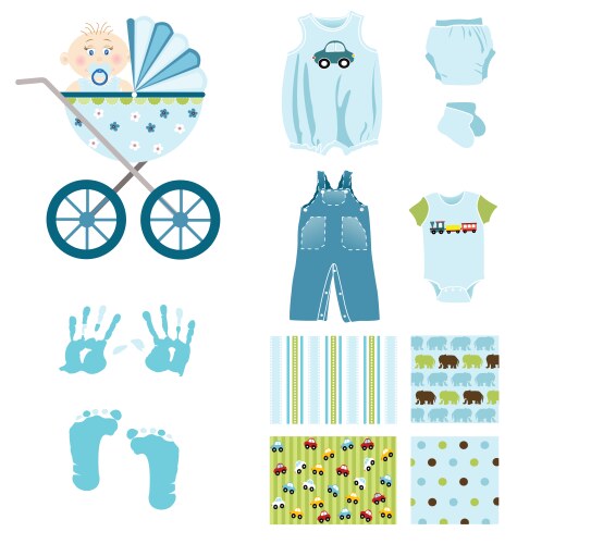 Baby shower boy set Royalty Free Vector Image - VectorStock