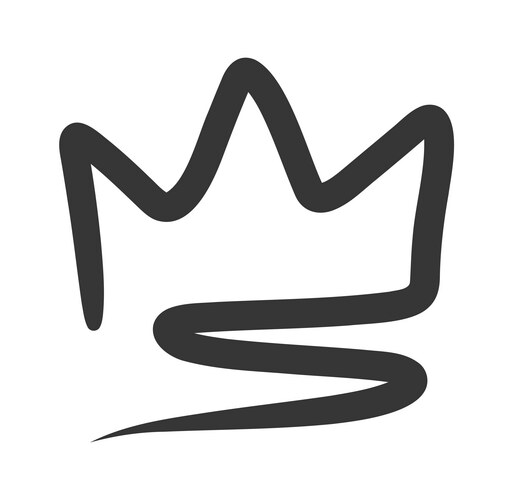 Doodle king queen crown hand drawn logo black set Vector Image