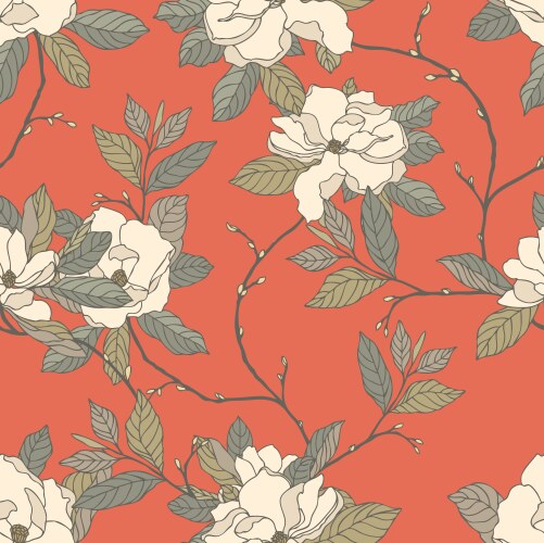 Magnolia Floral Seamless Pattern Vector Image