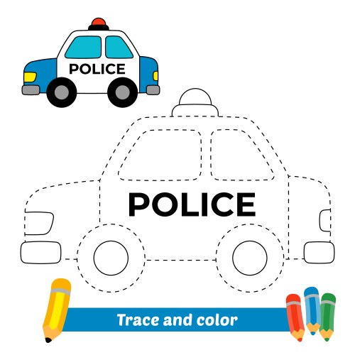 Police Car Trace & Color Activity Vector Image