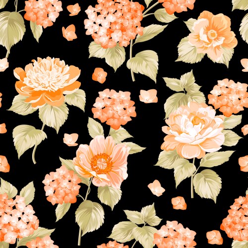 Lily flower seamless pattern on black background Vector Image