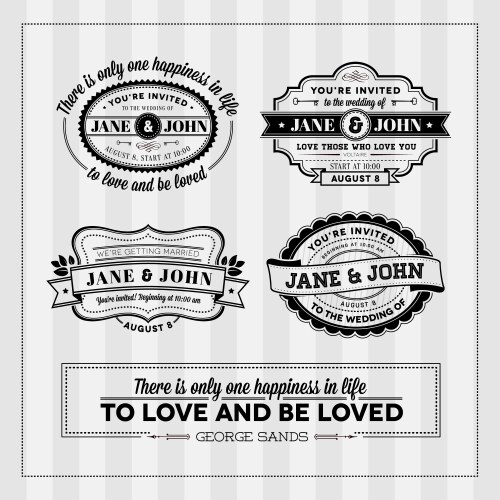 Wedding Typography Stamps & Elements Vector Image