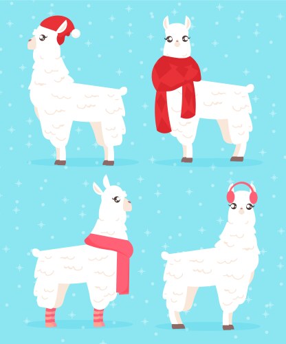 Winter Llama in Festive Clothes Vector Image