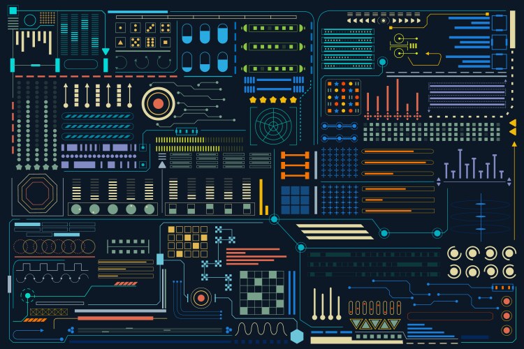 Hud and ui set elements sci fi futuristic user Vector Image