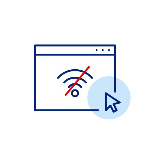 Web page in browser and mouse click offline mode vector image