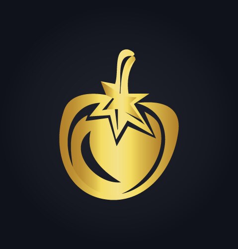 Tomato Fruit Logo - Gold Vector Image