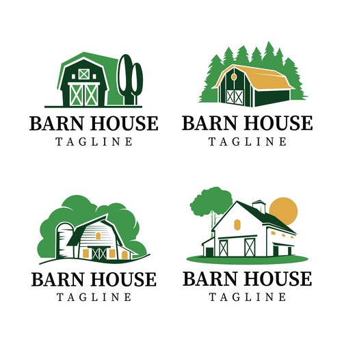 Barn line art logo icon and symbol with emblem – Royalty-Free Vector ...