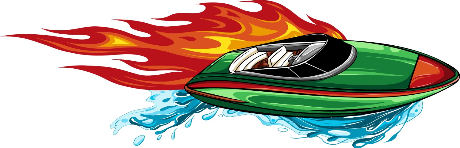 Speedboat flat isolated Royalty Free Vector Image