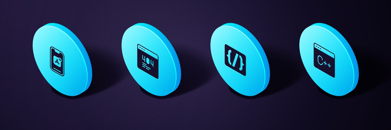 Set isometric software programming language vector image