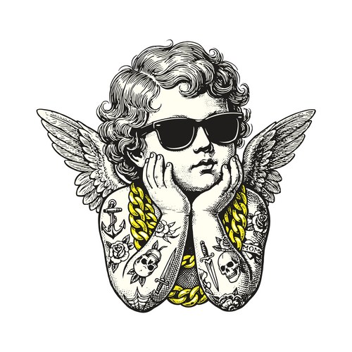 Tattooed Cupid Child Vector Image