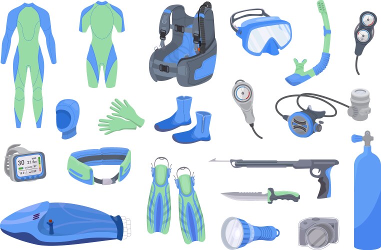 Scuba diving gear in isometric view equipment – Royalty-Free Vector ...