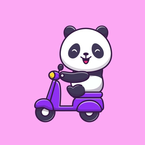 cute panda riding scooter cartoon vector image