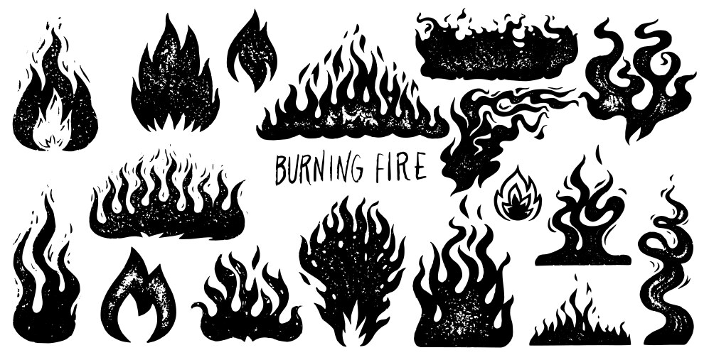 Vintage Flame & Fire Sketch Vector Image