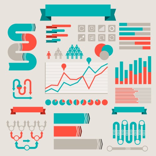 Color graph chart icons set Royalty Free Vector Image