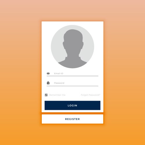 Web application login form template with username vector image